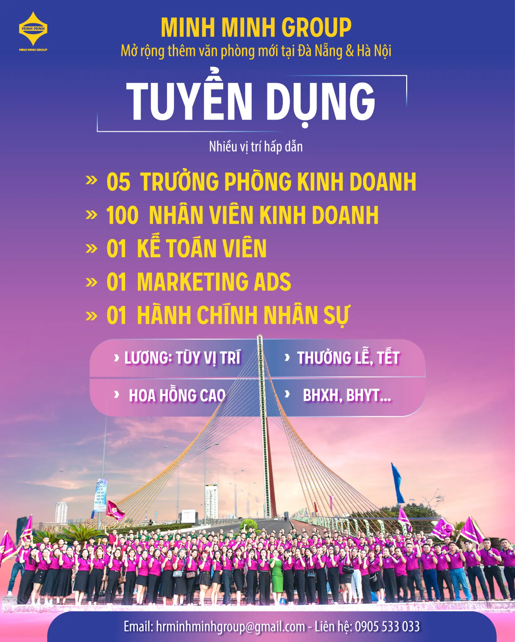 TUYỂN DỤNG 2024 NHIỀU VỊ TRÍ TẠI ĐÀ NẴNG & HÀ NỘI