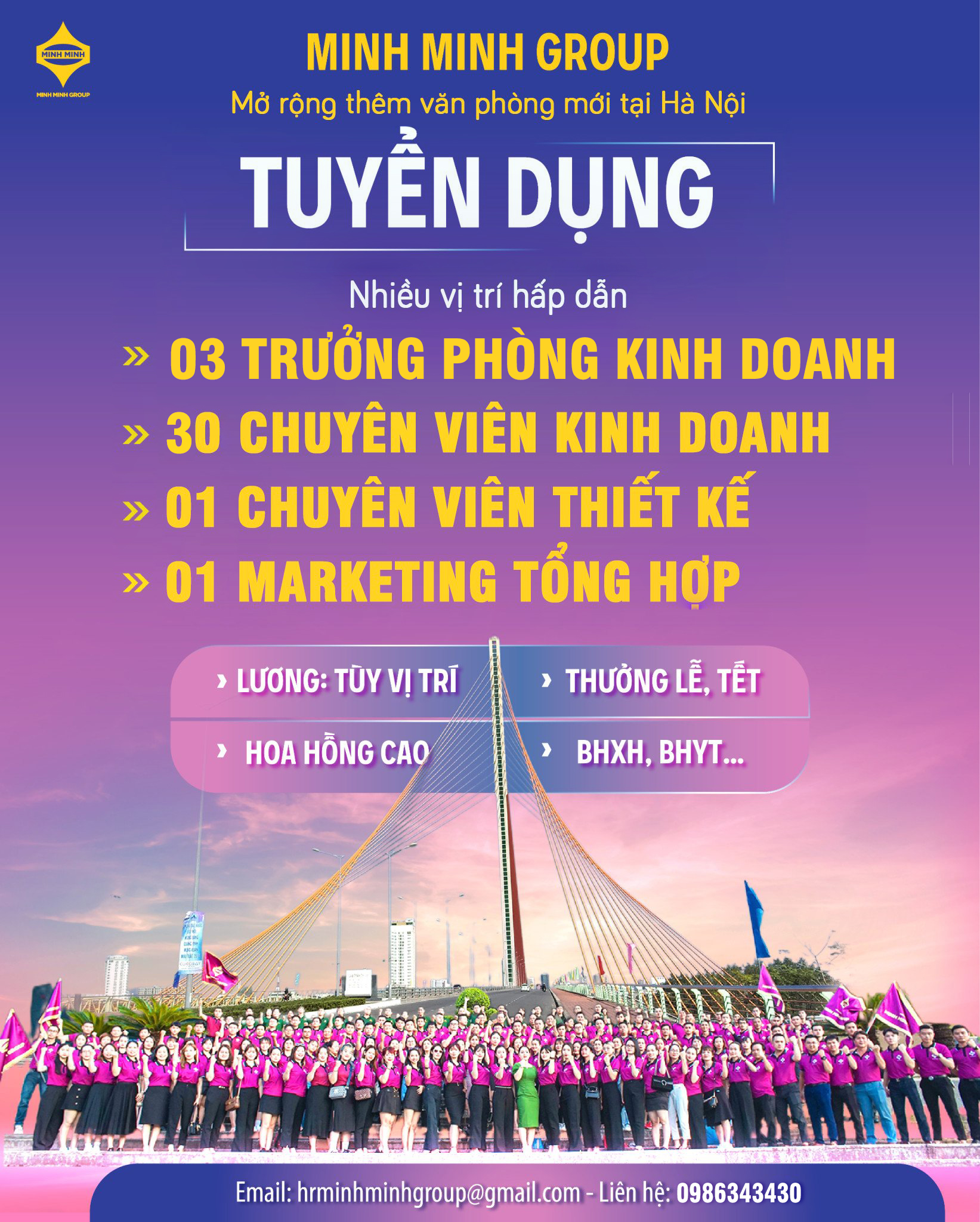 MINH MINH GROUP – CHI NHÁNH HÀ NỘI TUYỂN DỤNG QUY MÔ LỚN