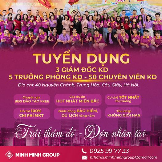 MINH MINH GROUP – TUYỂN DỤNG SALES BẤT ĐỘNG SẢN HÀ NỘI THÁNG 11