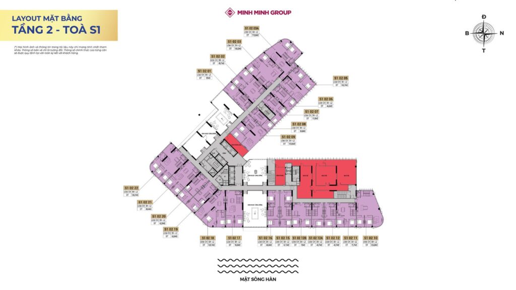 Layout shophouse khối đế Sun Symphony Residence tòa S1 - Tầng 2