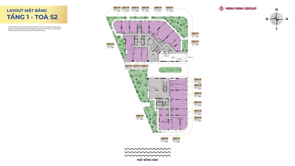 Layout shophouse khối đế Sun Symphony Residence tòa S2 - Tầng 1