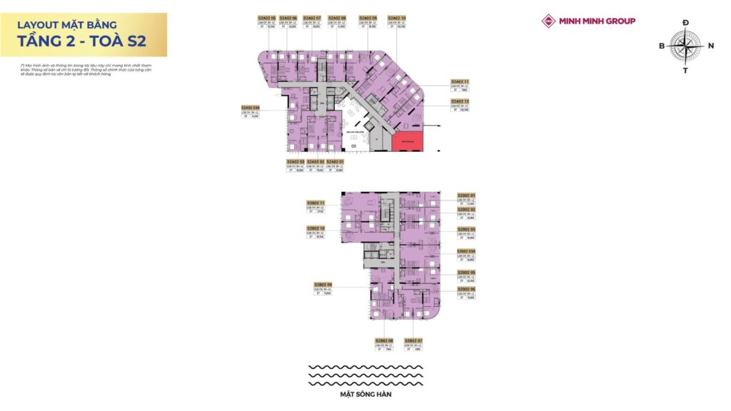 Layout shophouse khối đế Sun Symphony Residence tòa S2 - Tầng 2