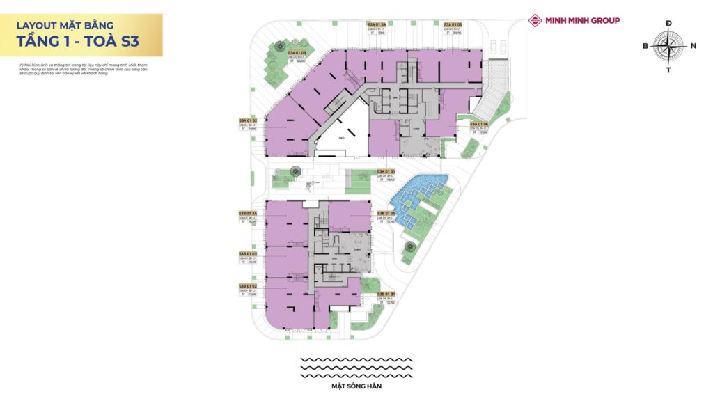 Layout shophouse khối đế Sun Symphony Residence tòa S3 - Tầng 1
