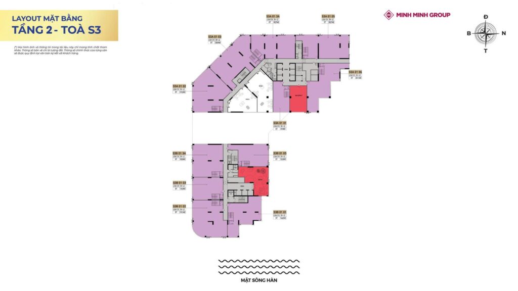 Layout shophouse khối đế Sun Symphony Residence tòa S3 - Tầng 2