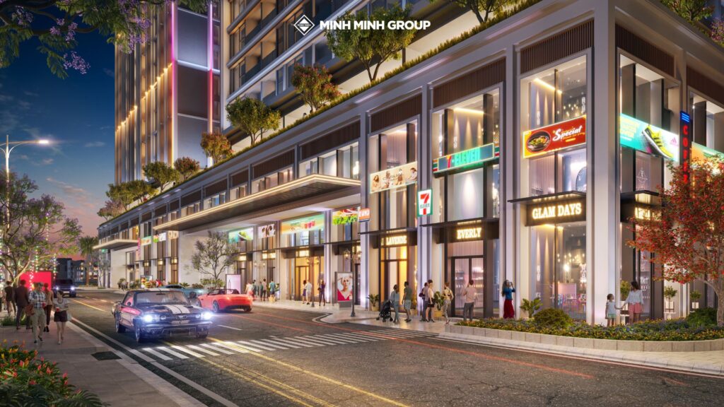 Phối cảnh shophouse khối đế Đà Nẵng Sun Ponte Residence